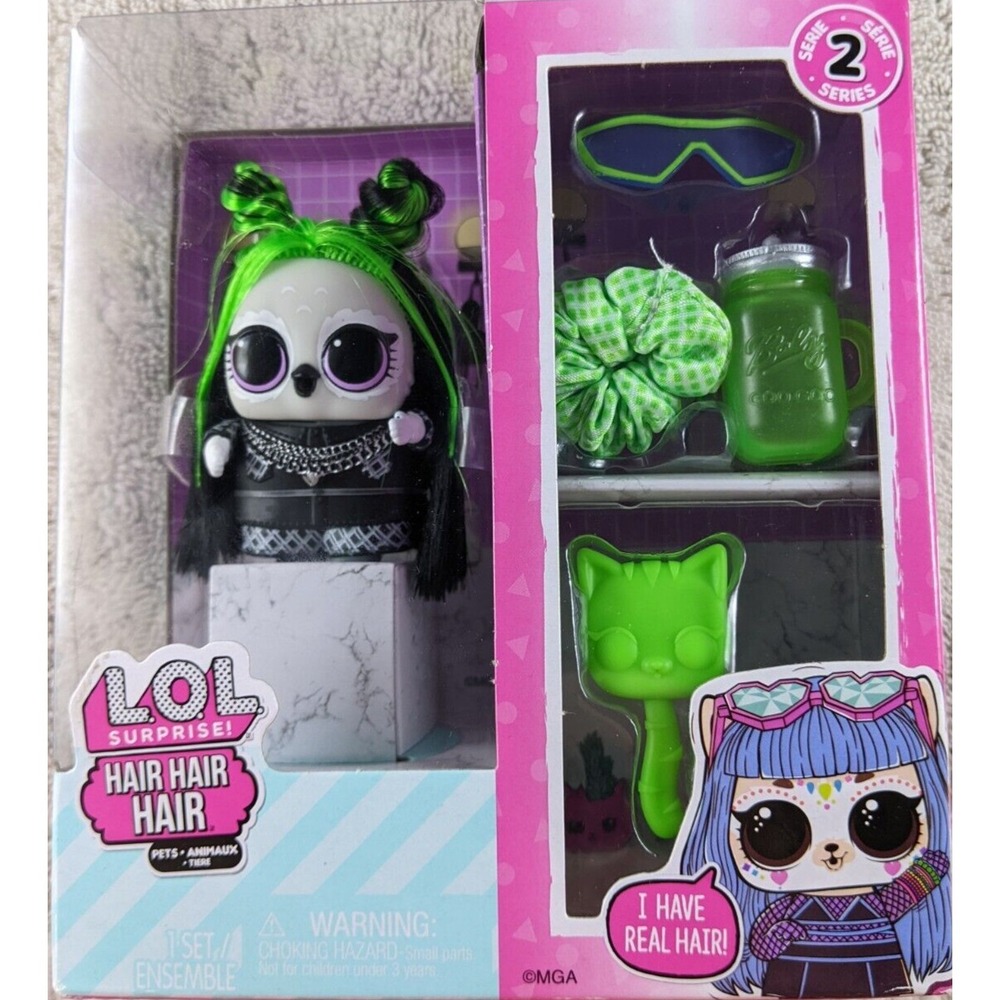 LOL Surprise Hair Hair Hair Pets Series 2 with Green Hair Coo Bird Access NEW